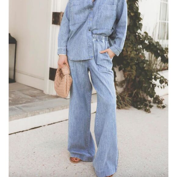 SPLENDID X @CELLAJANEBLOG Wide Leg Denim Pant Small - Picture 1 of 5